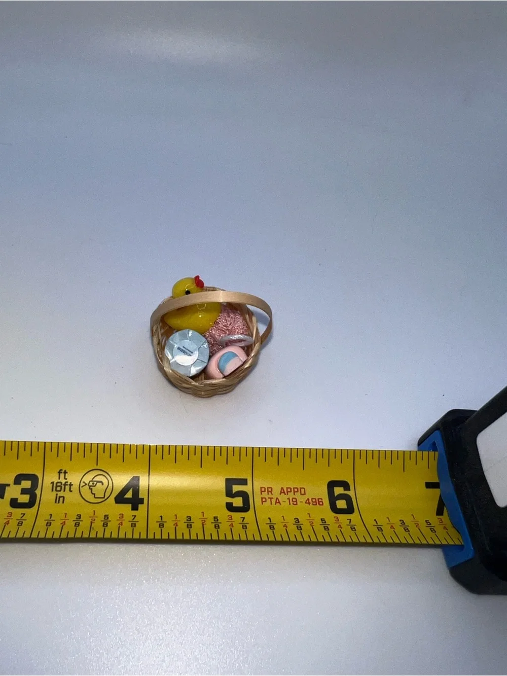 Miniature Baby Bath Basket Toy - Pink & Yellow